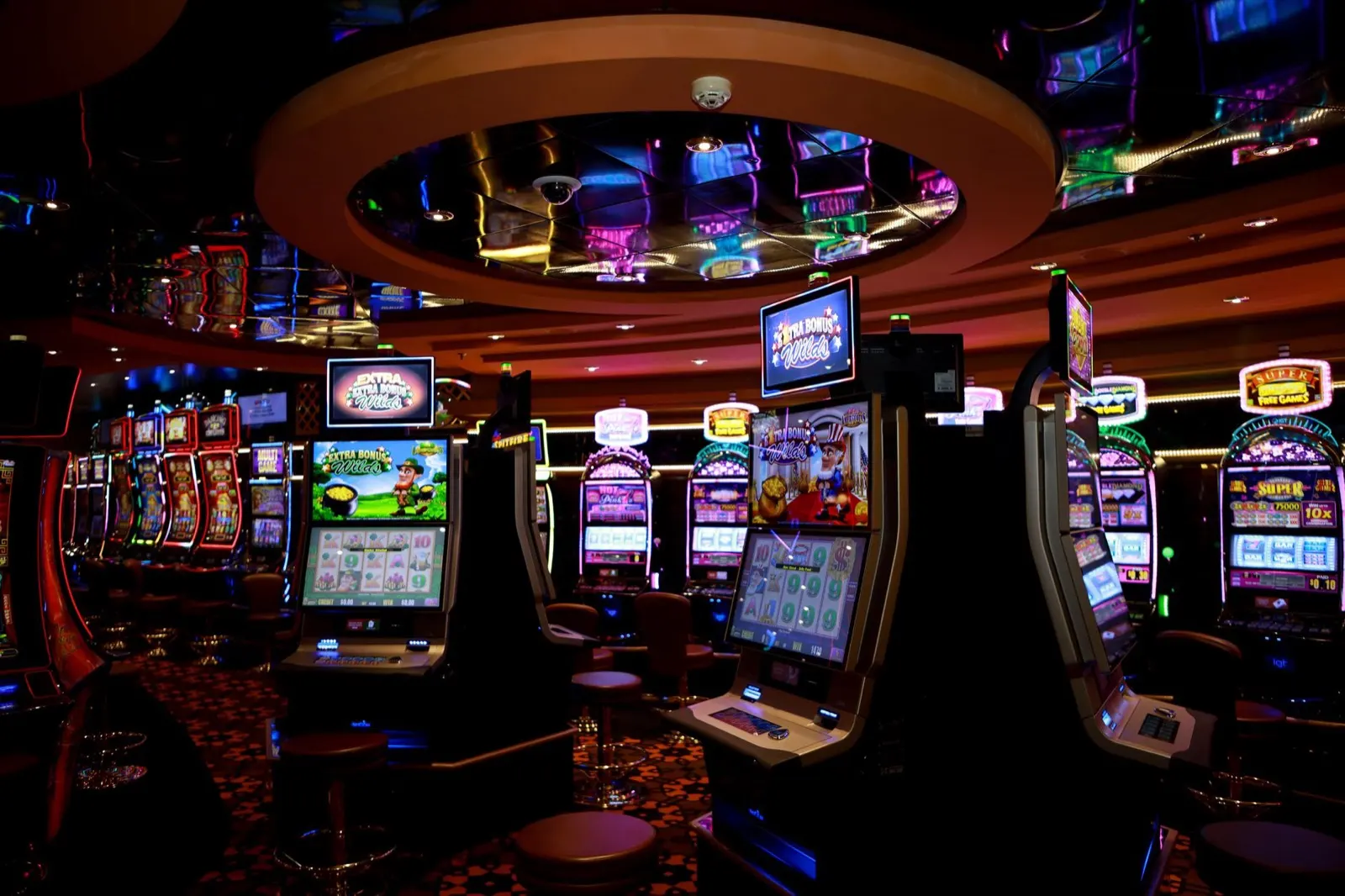Generic casino floor interior with ambient lighting, no visible brand signage